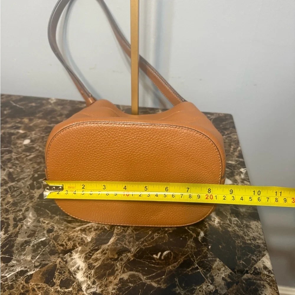 Kate Spade Leila Small Bucket Bag Pebbled Leather Warm Gingerbread